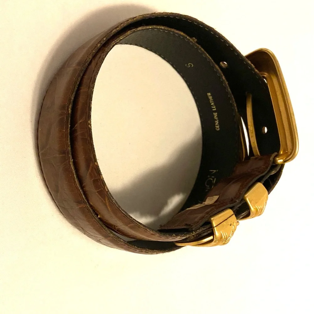 Source Unknown Brown Leather Bracelet with Gold-Tone Buckle